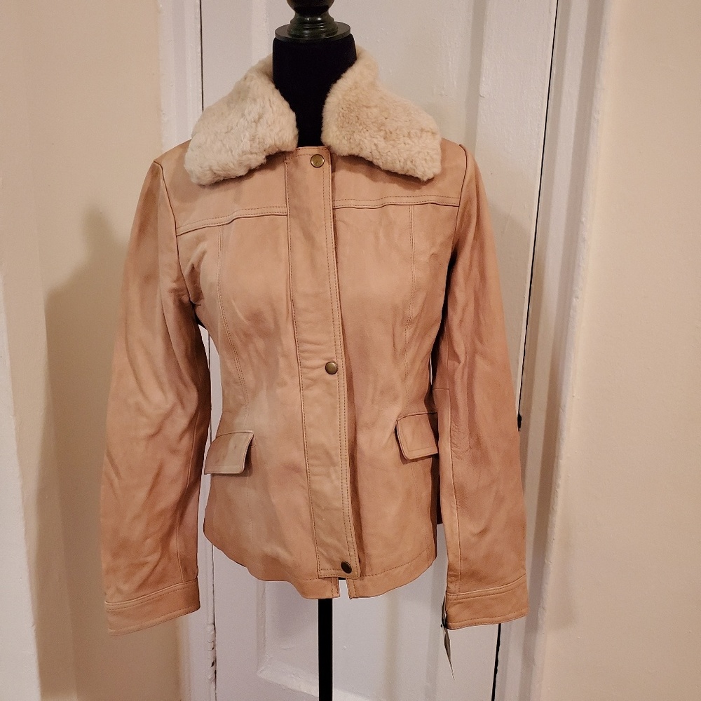 Leather aviation jacket with tag!!